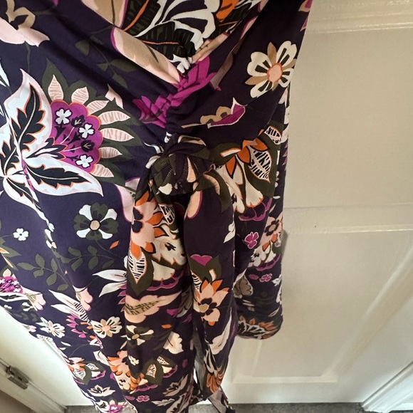 Land’s End Floral Swim Dress in Purple and Orange - Picture 2 of 6